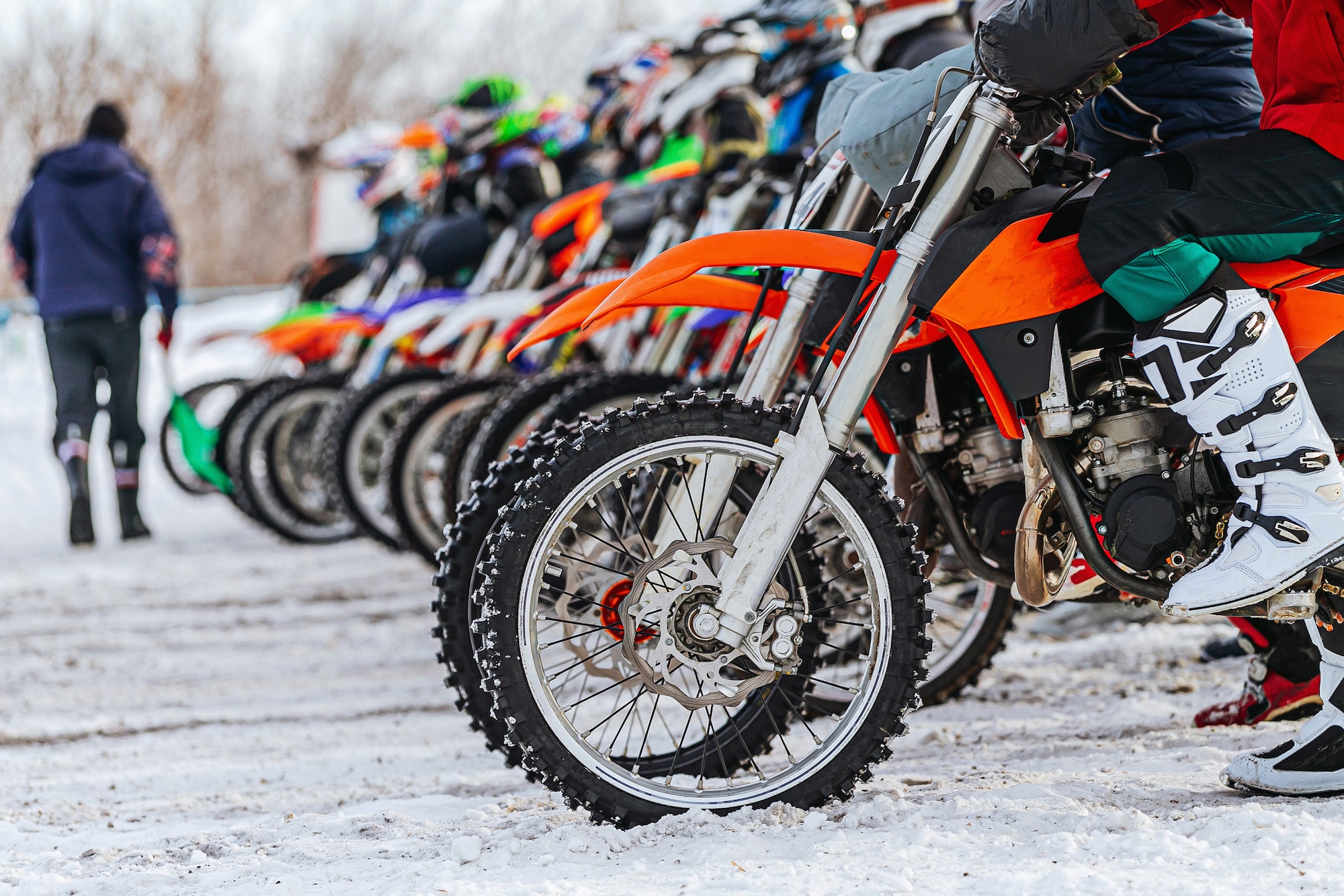 motorcycle wheels on start line